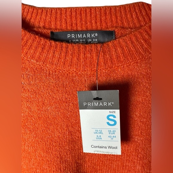 Primark Women’s Sweater Small Orange Wool Blend Crew Neck Pullover - Picture 5 of 9